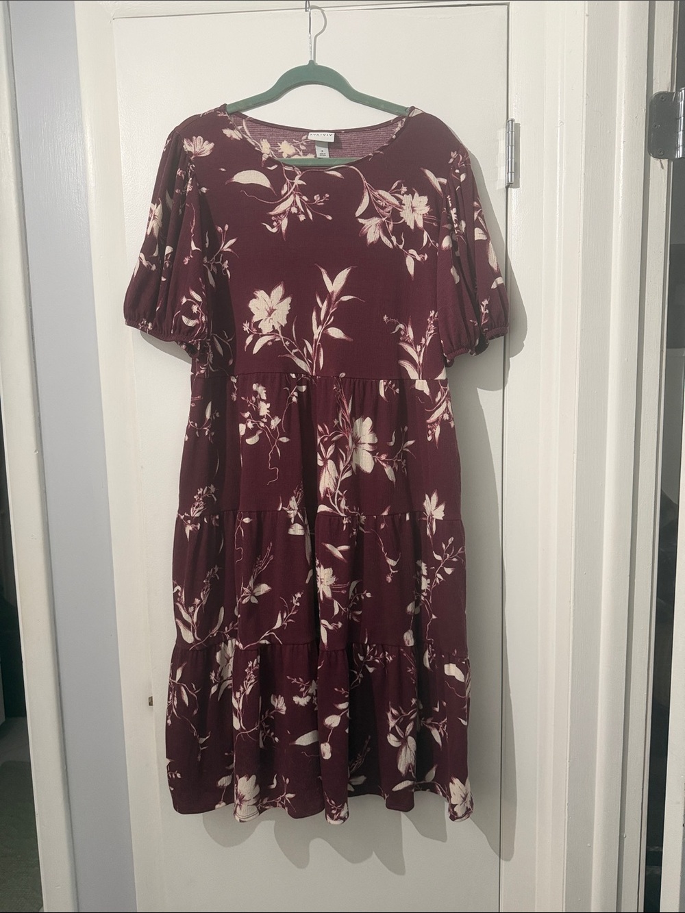 Ava & Viv Burgundy Floral Midi Dress Size X